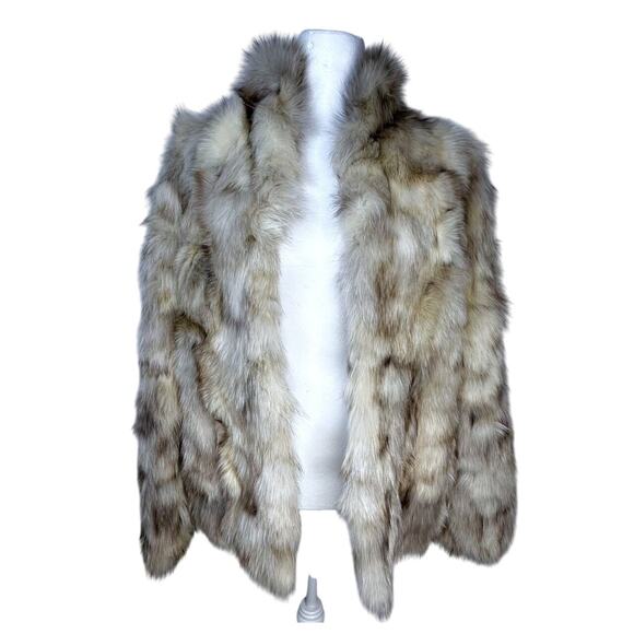 Vintage Genuine Finland FOX FUR Coat Medium Hong Kong Old Money Glamour Luxury - Picture 2 of 15